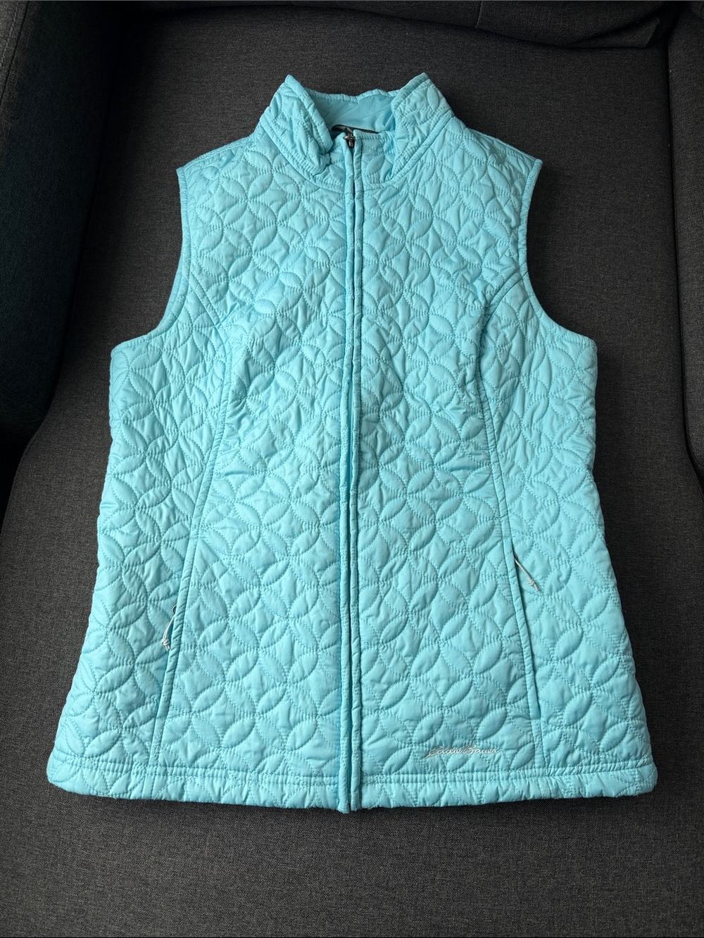 Eddie Bauer Quilted Vest Women’s Small Blue Full Zip Lightweight Outdoor Layer